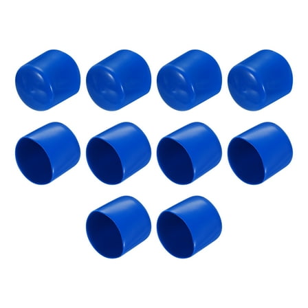 10pcs Rubber End Caps 38mm ID Vinyl Round End Cap Cover Screw Thread Protector Blue