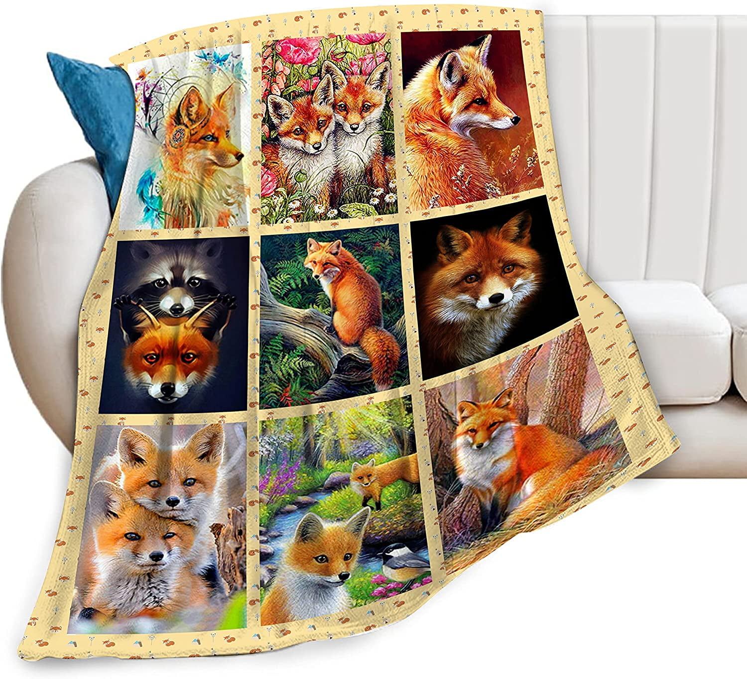 Fox Blanket for Girls Fox Gifts for Girls - Just A Girl Who Loves Foxes -  Lightweight Soft Cozy Flannel Throw Blanket Suitable for Sofa Bed Blankets  60x80 Inch for Aldult Blanket 