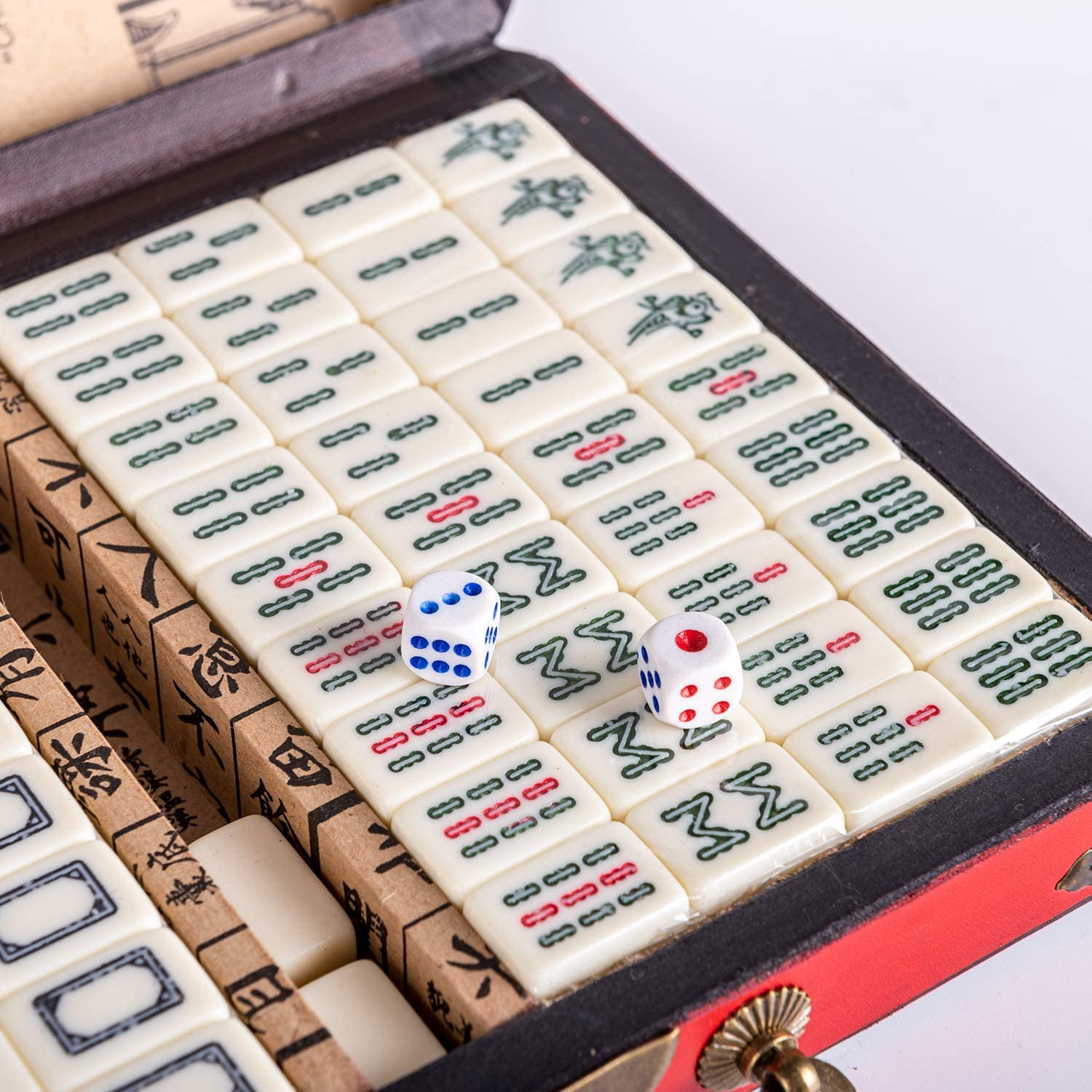 Praktisch Und Einfach Zu Lesen Chinese Riichi Mahjong Set Traditionelle Spiele Mahjong Club Set Familienspiele Tragbar