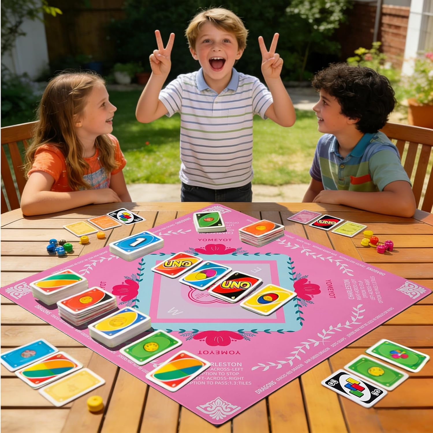 Pink Mahjong Mat 31.5"x31.5" American Mahjong Mat for Table with Printed Rules and Carry Bag Non-Slip Noise-Reducing Mahjong Table Mat Gift for Women (Pink)
