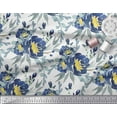 thumbnail image 3 of Soimoi White Heavy Satin Fabric Leaves & Peony Floral Decor Fabric Printed Yard 56 Inch Wide, 3 of 3