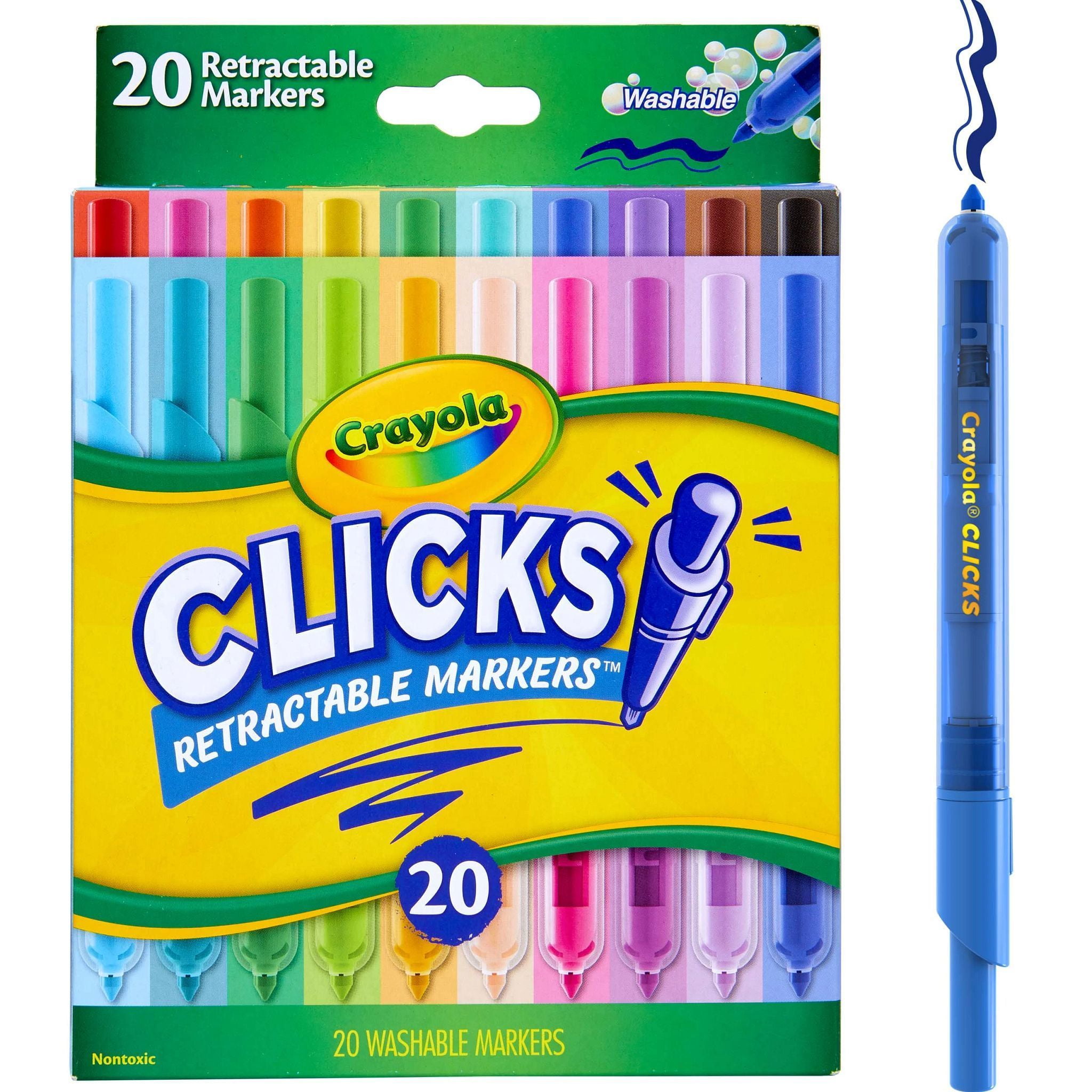Crayola 20 Ct Clickable Washable Markers Back To School Supplies 