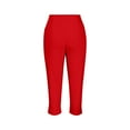 thumbnail image 4 of ZQUUVOU Women's Capris Shorts Solid Color High Waist Slim Fitting Pocket Pants（Red,M）, 4 of 6