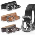 thumbnail image 3 of Y2k Punk Star Rivet Belt Fashion Jeans Belts with Buckle Western Cowgirl Waist Belt Men's and Women's PU Leather Waistband, 3 of 9