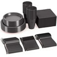 thumbnail image 7 of Exquisite 350 Piece Black Plastic Disposable Party Plates & Tableware Combo Set, 7 of 7