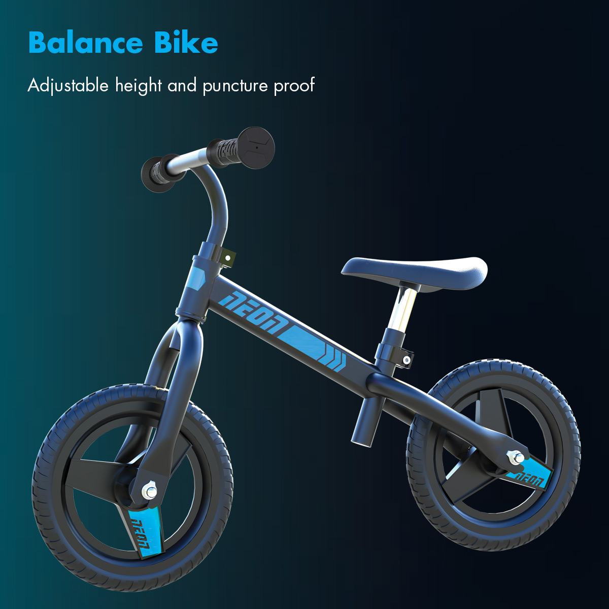 Yvolution Neon Balance Bike 10inches | No Pedal Bike | Boys Girls 2-4 Years (Blue/Black) - image 3 of 5