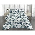thumbnail image 2 of Ambesonne Leafy Design Quilted Coverlet 3 Pcs, Boho Tropical Leaves, Queen Size, Dark Teal Ivory, 2 of 4
