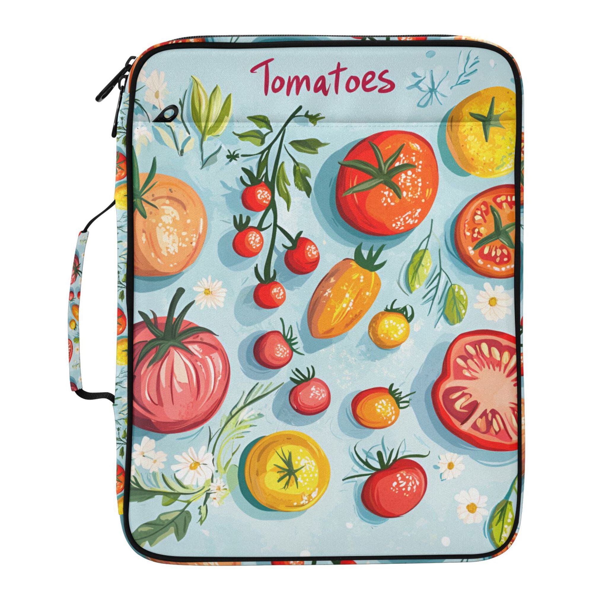 FORMRS Accordion File Folder A4 Size 7-Pocket Expanding Document Organizer Bag with 3 Ring Binder, Yellow Tomatoes
