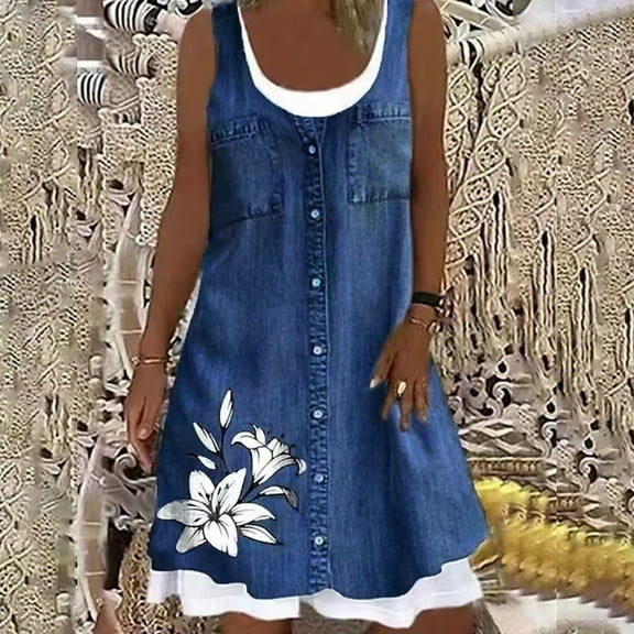 DondPO Plus Size Dresses for Curvy Women Midi Dresses Women Summer Beach Spring Striped Print Cute Dress Sundress Sleeveless Casual Dress Sundresses for Women Casual Dresses B Dress L