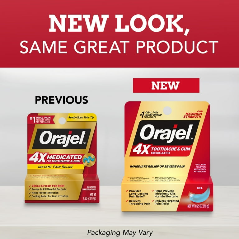 Orajel 4X Medicated For Toothache & Gum Gel, .25OZ