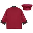 thumbnail image 4 of Doomiva Long Sleeve Chef Coat Jacket with Hat Lightweight Button Restaurant Kitchen Chef Uniform Burgundy L, 4 of 6