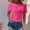 Hot Pink, variant on Women's Tops Under $10 Free Shipping Fashion Solid Color Summertime Button Short Sleeve Round-Neck Blouses