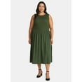 thumbnail image 2 of Time and Tru Women's Plus Sleeveless Smocked Midi Dress, Size XS-4X, 2 of 5