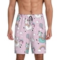 thumbnail image 1 of Balery Llama Unicorn and Rainbow Pantalones cortos de pijama de punto de algodón para hombre con cinturilla y bolsillos-XX-Large, 1 of 6