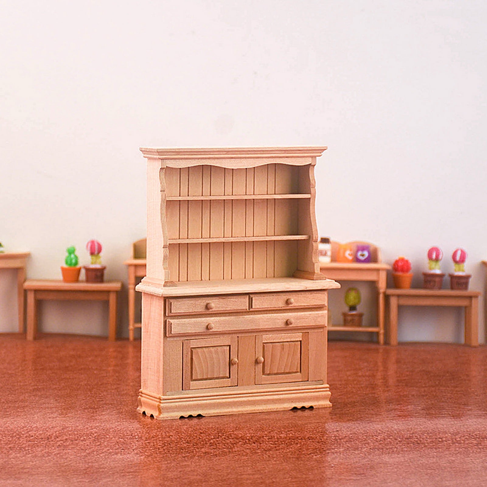 Hesroicy Dollhouse Furniture High Simulation Handmade Birch Miniature Doll House Model