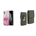 thumbnail image 1 of Liquid Glitter Case for iPhone 14 Pro Max and Belt Holster Pouch (Cherry Blossom/Green), 1 of 9