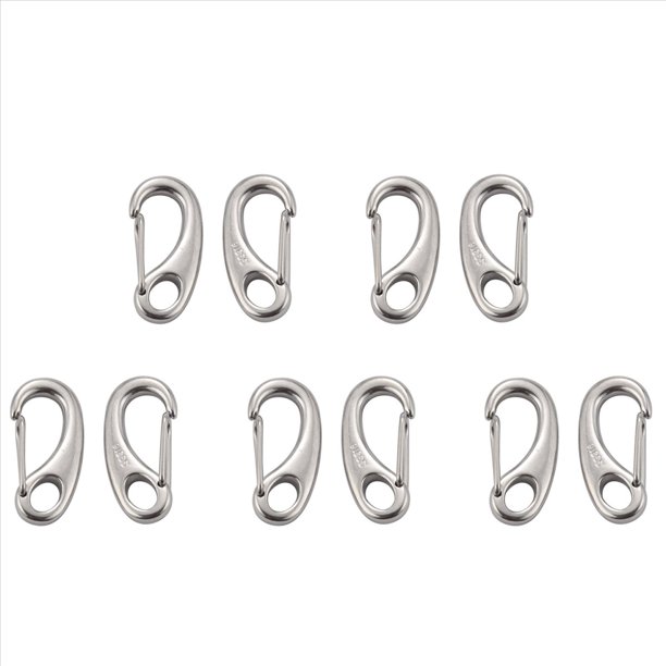 10 Piezas de de Acero Inoxidable Marino en Forma de Huevo Clips de Gancho de Resorte RáPido MosquetóN Hebilla Al Aire Libre