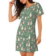 thumbnail image 2 of Easygdp Mushrooms Gnome Camisón de manga corta para mujer, informal, estampado, 2 of 6