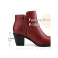 thumbnail image 4 of BLISSFUL STEP Women's Ankle Boots Chunky Heel Round Toe Zipper Faux Leather Boots Burgundy 7, 4 of 6