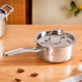 thumbnail image 1 of Triply Stainless Steel Textured Saucepan With Steel Lid - 1500ml, Silver | Induction Safe Sauce Pot With Lid For Milk, Tea Or Coffee - Perfect For Boiling, Heating & Simmering, 1 of 5