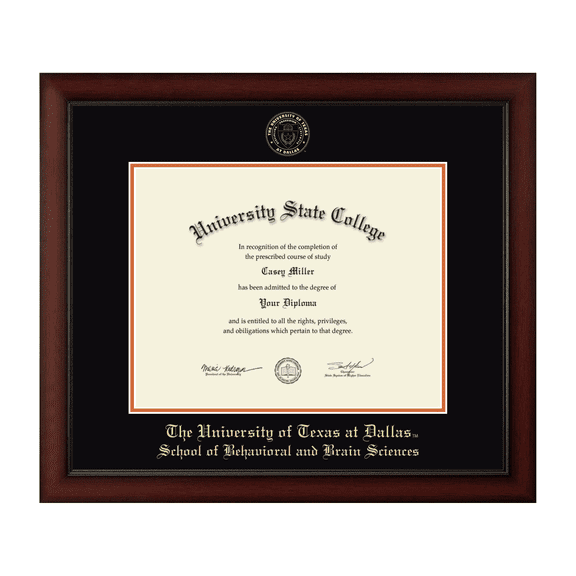 Framerly - UTD Science Diploma Frame with Black and Bright Orange Mat