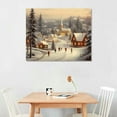 thumbnail image 2 of JRXY  Christmas Canvas Wall Art, Framed Rustic Christmas Tree Pictures for Wall Decor, Winter Snowy Village Artwork Prints, Christmas Snowscape Painting for Festive Holiday Room Decor  20x16in, 2 of 4