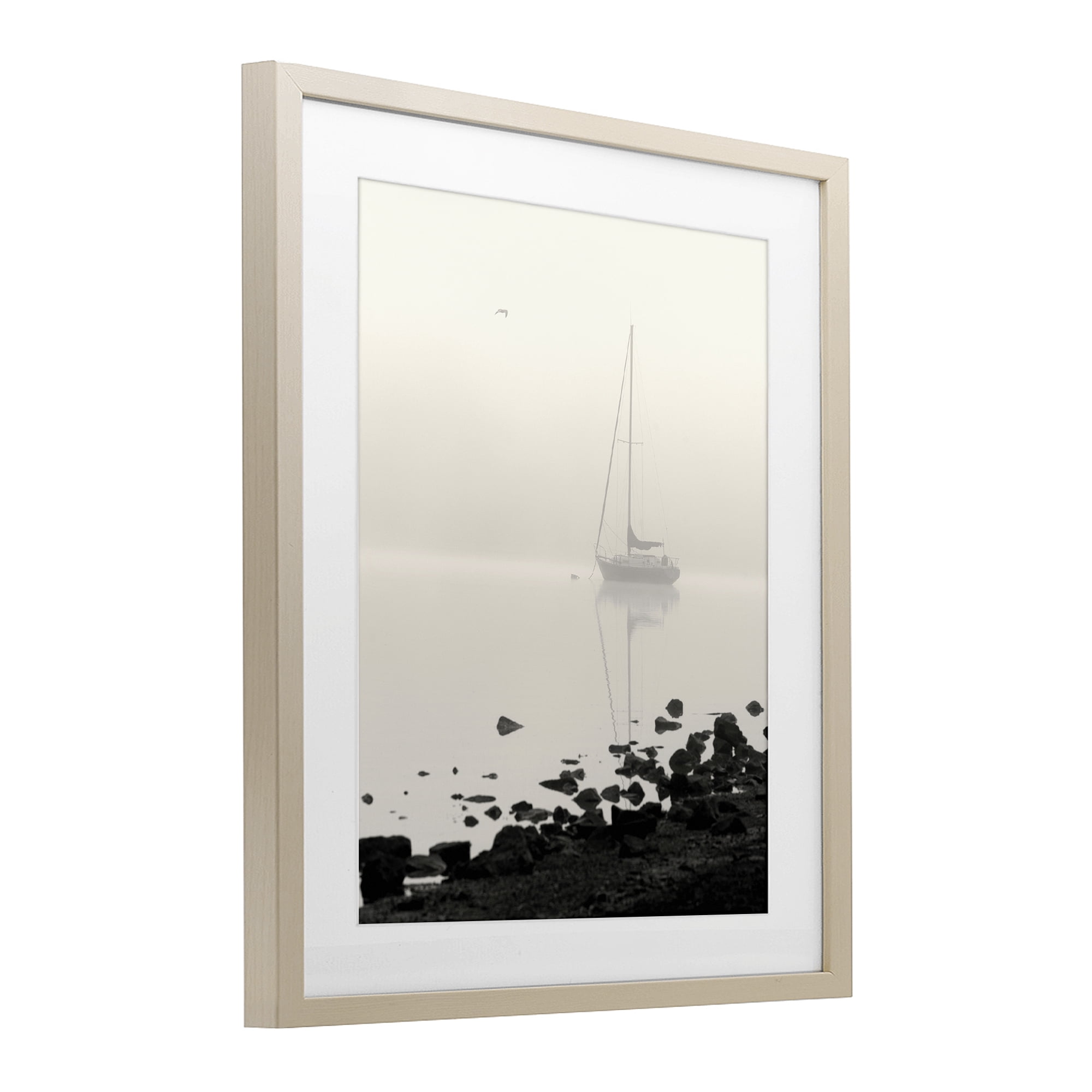 Stupell Industries Moored In Fog Birch Framed Print Under Glass, design by Nicholas Bell