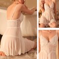 thumbnail image 4 of ylioge Womens Lace Nightgowns Trendy V Neck See-Through Mini Dresses Ladies Lightweight Solid Color Spaghetti Strap Sleepshirts, 4 of 8