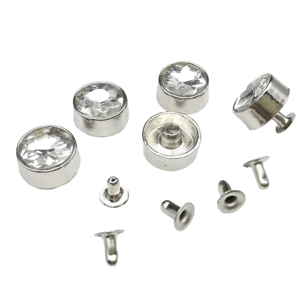 5 Juegos de Remaches de cristal Sunnimix Tachuelas Punk 12 mm Blanco