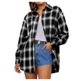 thumbnail image 6 of Seyurigaoka Women Juniors Shacket Long Sleeve Loose Shirt, Plaid Blouse Single-breasted Tops, 6 of 8