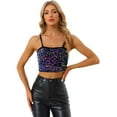 thumbnail image 1 of Disfraz de navidad Allegra K Camisola de terciopelo con tirantes finos y lentejuelas brillantes para mujer Negro Morado L, 1 of 6
