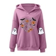 thumbnail image 5 of QTBIUQ Fashion Women Printed Long Sleeve Loose Casual Comfortable Hooded Sweatshirt Top Pink, 5 of 5