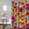 thumbnail image 2 of Orinice  Colorful Floral Watercolor Flower Leaves Shower Curtain Set for Bathroom Bathtub Decor Durable Machine Washable with Hooks 72" x 72" 69x72, 2 of 7