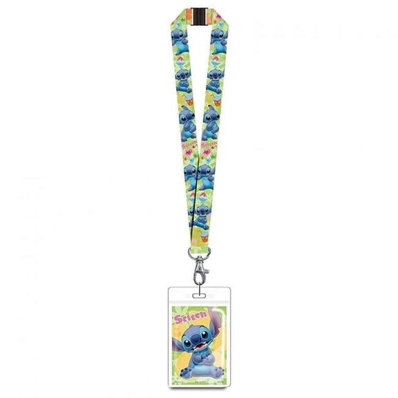 Disney Lilo and Stitch Officially Licensed Green Polyester Strap Lanyard with ID Badge Holder