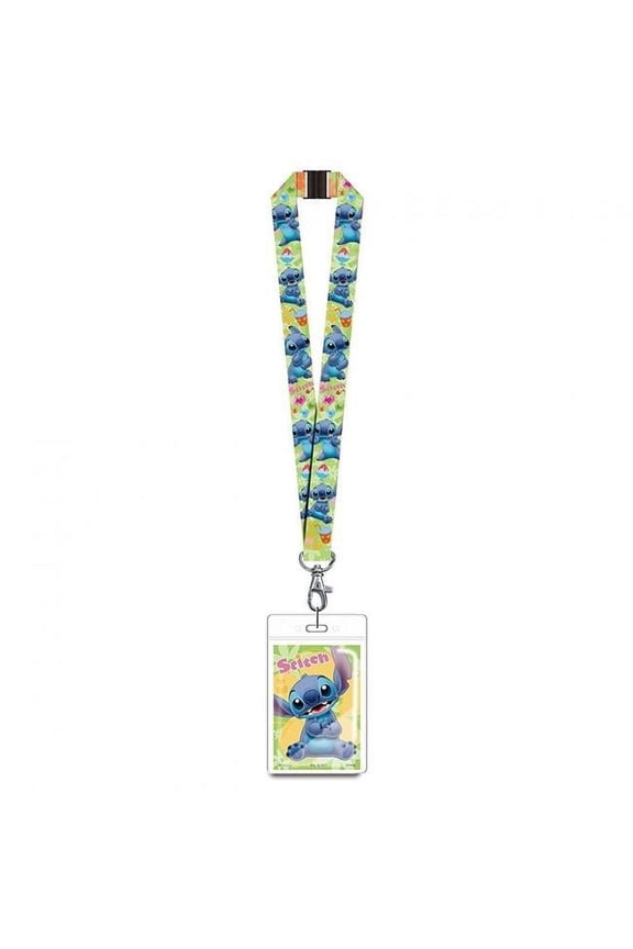 Lilo and Stitch Officially Licensed Green Polyester Strap Lanyard with ID Badge Holder