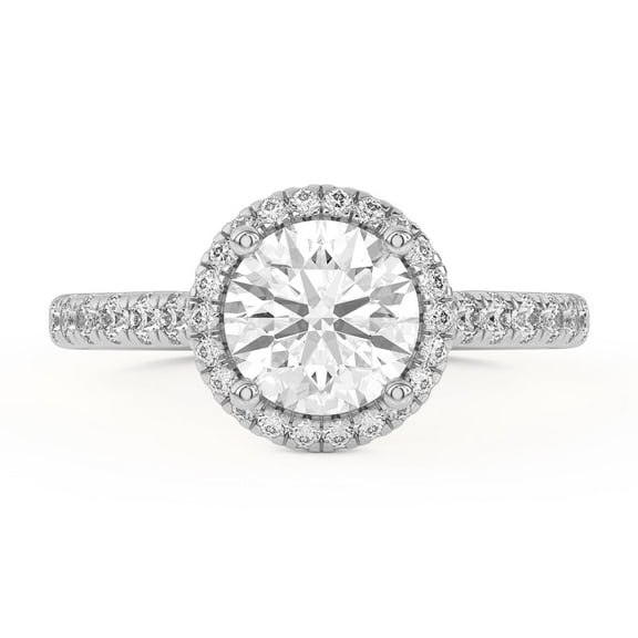 Kiva Jewel 14K White Gold Plated Ring - 1.54 Ct Round Cut Lab Created Diamond Halo Engagement Ring - Timeless Wedding Ring - Gorgeous Proposal Ring for Her - Beautiful Keepsake for Your Love