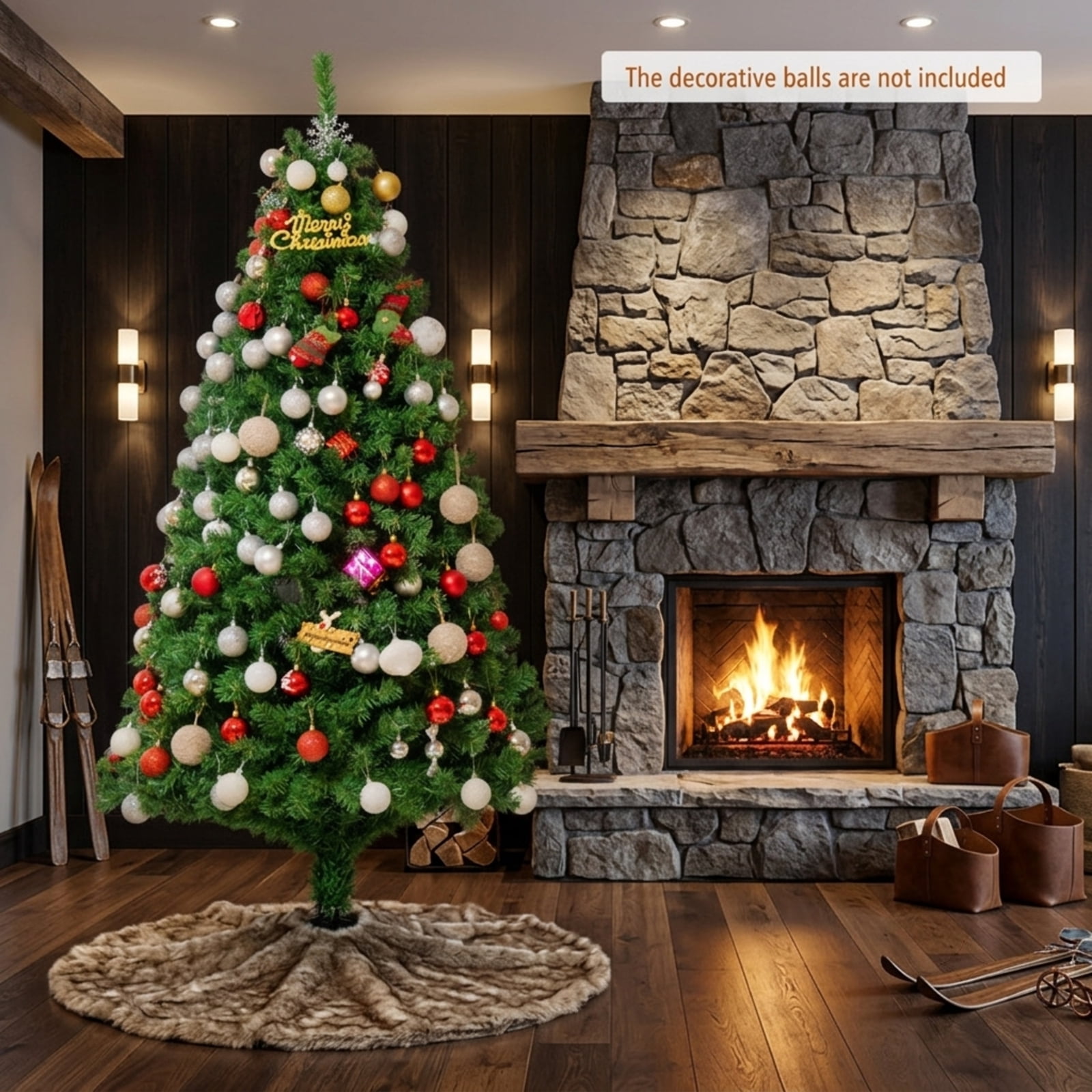 RUIE, 6 ft, Artificial Christmas Tree, with LED Fiber Optic Lights, 617 Branch Tips, Green Holiday Xmas Tree for Indoor Home Office Decoration