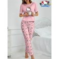 thumbnail image 4 of Sanrio Hello Kitty Ensemble de Pyjama pour Femmes Mignon Imprimé Dessin Animé Polyester Col Rond, 4 of 5