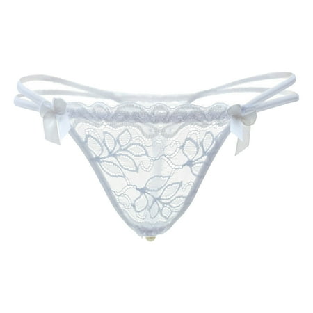 

Underwear For Women Low Waist Ultra Thin See Through Transparent Hollow Lace Thong Panties 3 Pack