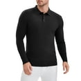 thumbnail image 4 of Camisa Polo de Negocios de Manga Larga de Color Sólido para Hombre M Negro, 4 of 6