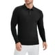 thumbnail image 4 of Camisa Polo de Negocios de Manga Larga de Color Sólido para Hombre M Negro, 4 of 6