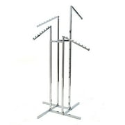 KC Store Fixtures 28104 4-Way Garment Rack with 4 Slant Arms, Square Tubing Frame/Arms, Chrome