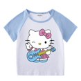 thumbnail image 3 of Ropa para niños de Hello Kitty, pantalones cortos de manga corta con dibujos animados para niñas, conjuntos deportivos informales, Camiseta de algodón para bebé + Pantalones, traje de dos piezas, 3 of 5