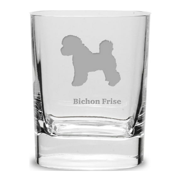 Bichon Frise Luigi Bormioli 11.75 oz Square Round Double Old Fashion Glass