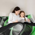 thumbnail image 4 of Manfei Green Black and Gray Twin Comforter Sets, Modern Abstract Artwork, Black Reversible 2 Pieces, 1 Comforter and 1 Pillowcase, 4 of 6