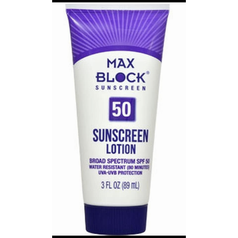 Max Block 50 SPF Sunscreen Lotion, Broad Spectrum Water Resistant (80