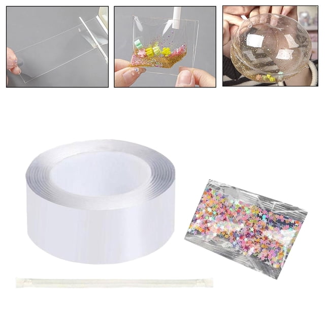 Clear Double Sided Tape Reusable for Blowing Bubble Picture Decoration 100cm Macarena cintas artesanales