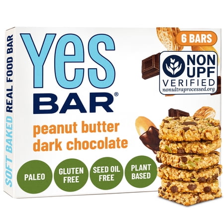 Yes Bar Peanut Butter Dark Chocolate – Plant Based Protein, Decadent Snack Bar – Vegan, Gluten Free, Dairy Free, Low Sugar, Healthy Snack, Breakfast, Low Carb, Keto Friendly (Pack of 6)