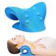 thumbnail image 1 of Relajador de cuello y hombros, dispositivo de tracción cervical para aliviar el dolor y alineación de la columna cervical, camilla de cuello de almohada quiropráctica (azul) XianweiShao 8390615117081, 1 of 5