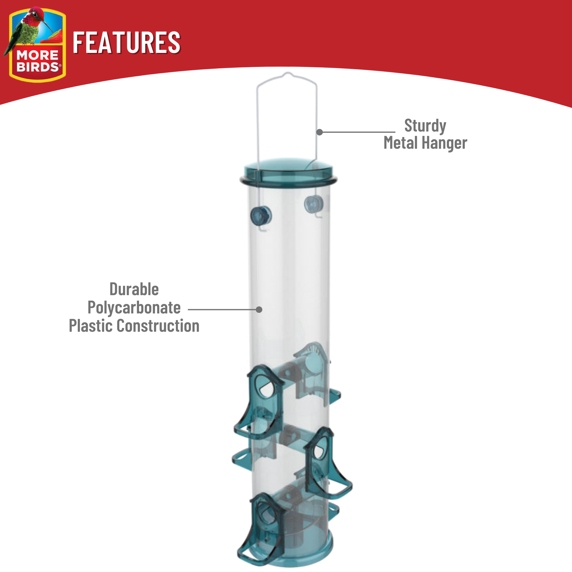 More Birds Jumbo Songbird Tube Feeder photo 4